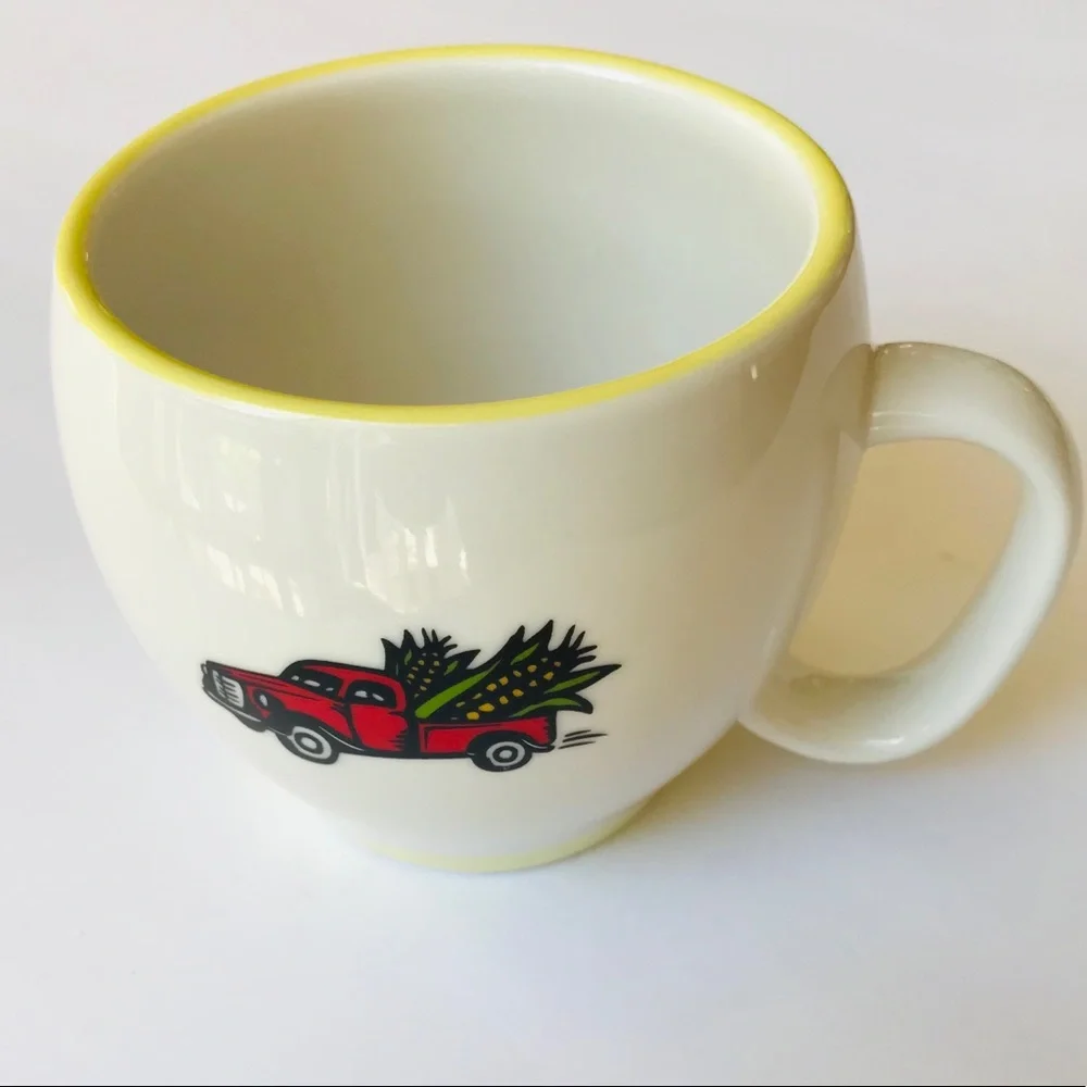 VINTAGE TRUCK Dale & Thomas Mugs Corn Popcorn Cream Cups Set Truck Country Farm